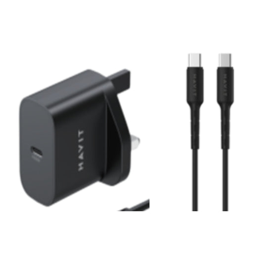 شاحن Havit ST712 UK وكابل C إلى C بقوة 20 واط