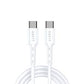 كابل شحن سريع هافيت CB6235 USB C إلى C 60 وات، أبيض 1 متر