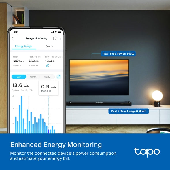 Mini Smart Wi-Fi Plug, Energy Monitoring Tapo P110M - مقبس ذكي صغير Wi-Fi مع مراقبة الطاقة - Tapo P110M