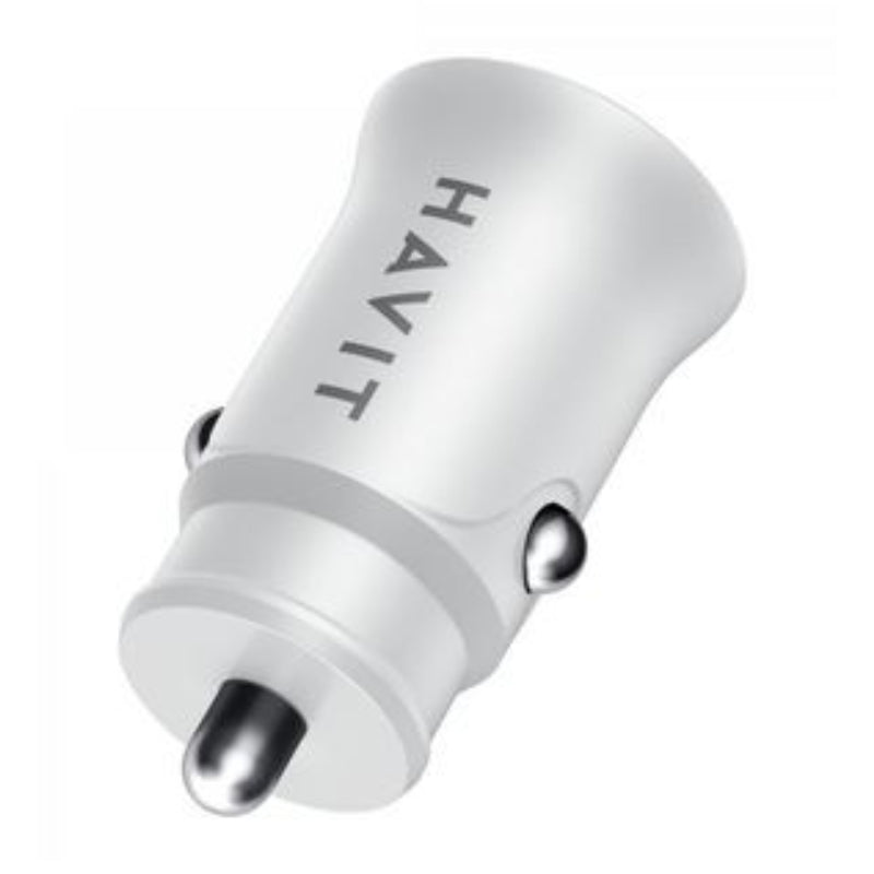 شاحن السيارة Havit CC2022 Dual USB PD 20W+QC3.0 باللون الأبيض