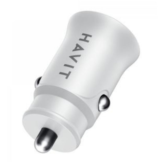 شاحن السيارة Havit CC2022 Dual USB PD 20W+QC3.0 باللون الأبيض