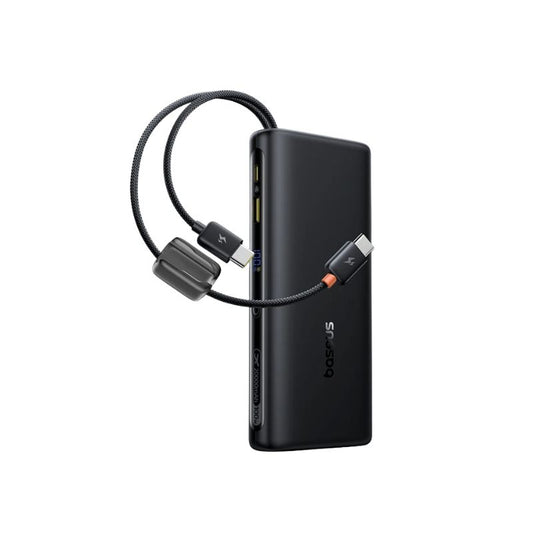 باسيوس – بنك طاقة EnerFill FC41 مع شاشة رقمية وكابلين USB-C مدمجين بسعة 10000mAh وقدرة 67 واط