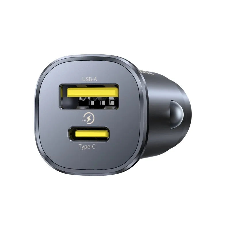 شاحن سيارة بيسيوس GoTrip DP1 بمنفذي USB‑C وUSB‑A بقدرة 30W – لون Cosmic Black