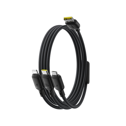 باسيوس كابل سيـلكي 3 في 1 USB-C→M+L+C ‏100 واط بطول 1.5 متر أسود