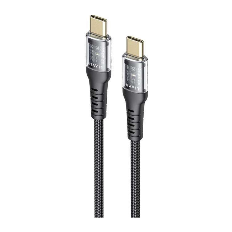كابل Havit CB6240 بطول متر واحد من النوع C إلى النوع C PD60W باللون الأسود