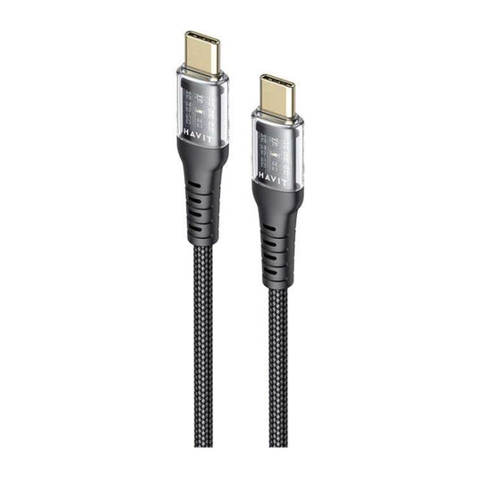 كابل Havit CB6240 بطول متر واحد من النوع C إلى النوع C PD60W باللون الأسود