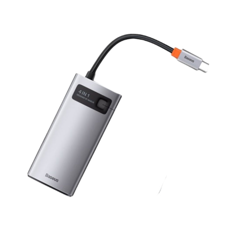 محطة توصيل متعددة الوظائف Baseus Metal Gleam Series – 4 في 1 بمنفذ Type‑C