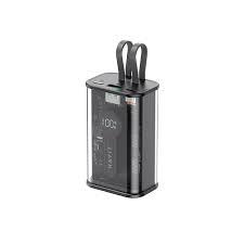 باور بانك هافيت PB94 بسعة 10000 مللي أمبير في الساعة بقدرة 20 وات مع كابلات مدمجة USB-C وLTG باللون الأسود