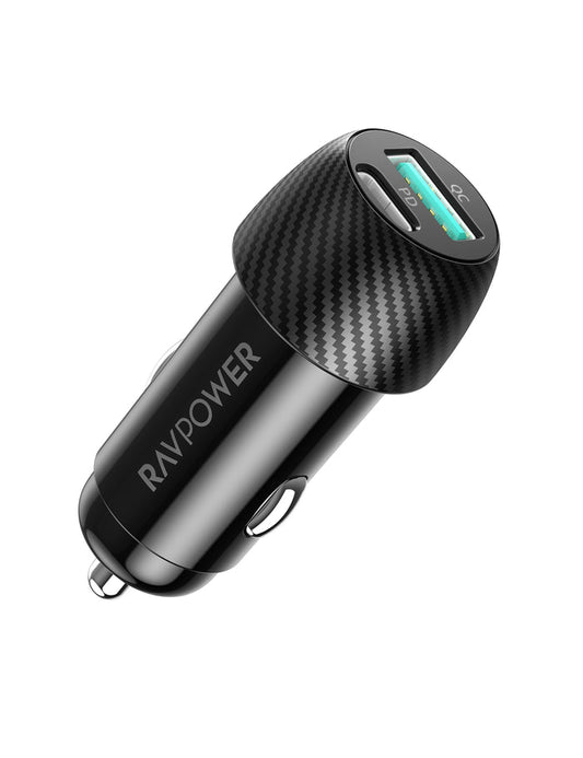 RAVPower VC030 Dual Port USB C Car Charger شاحنة سيارة