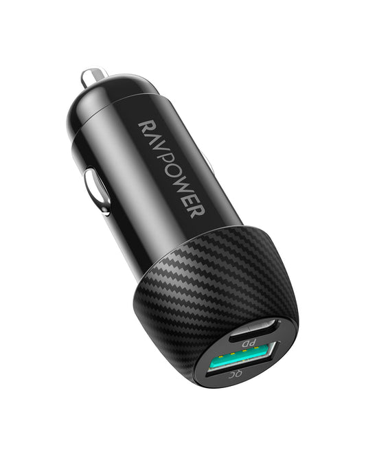 RAVPower VC030 Dual Port USB C Car Charger شاحنة سيارة