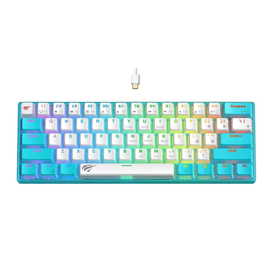 لوحة مفاتيح الألعاب Havit KB903L ذات 61 مفتاحًا الأبيض الشفاف