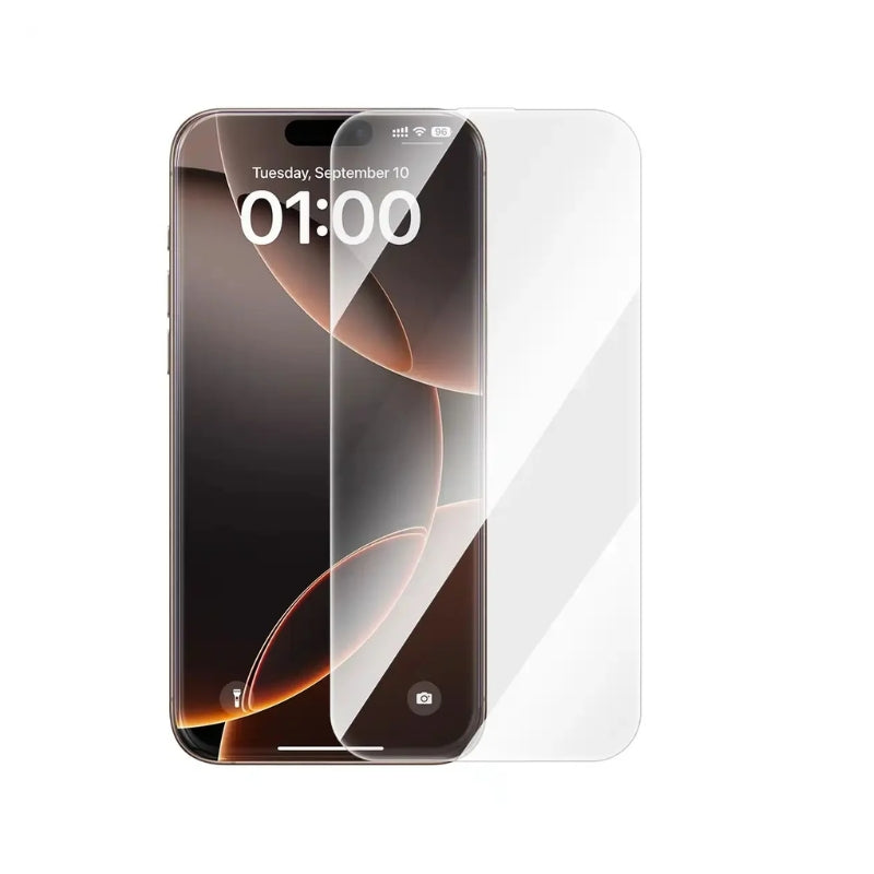 واقي شاشة Baseus Impact لهواتف iPhone 17 Pro / iPhone 17 Pro Max – شفاف (مع درج تركيب، قطعة واحدة)