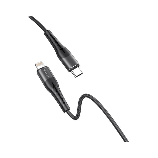 كابل هافيت USB C إلى LTG 20 واط بطول 1.2 متر أسود