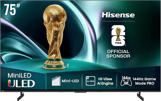 شاشة هايسنس 75 بوصة Mini-LED ذكية 144Hz - طراز 75U7Q | تقنية QLED ومنافذ HDMI 2.1