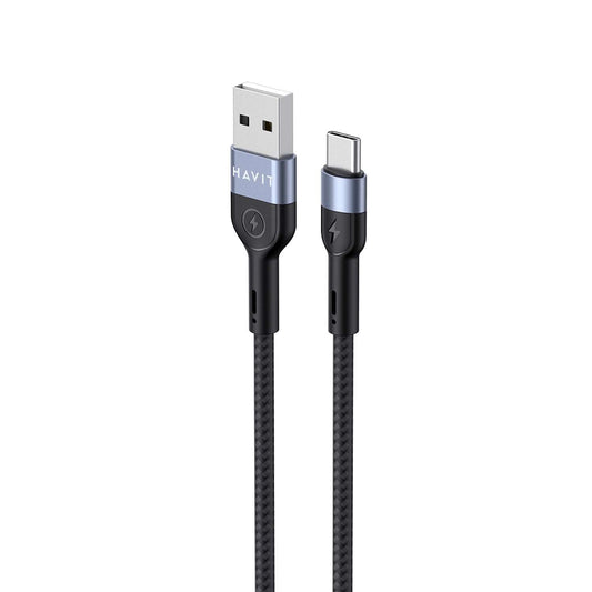 كابل هافيت USB C إلى C بطول 1 متر أسود وأزرق