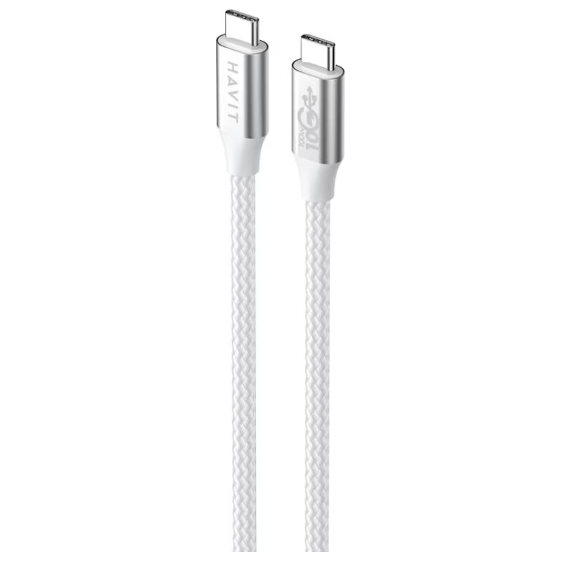 كابل Havit CB6311 نوع C إلى L بطول 1 متر وقدرة 30 واط، اللون الأبيض