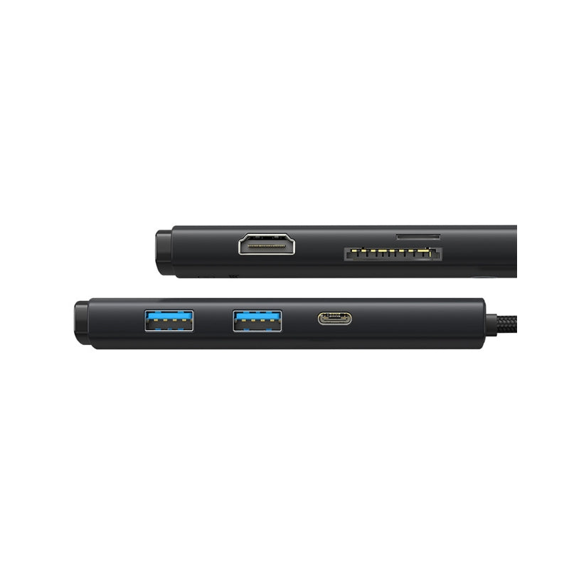 باسيوس موزع منافذ Lite ‏6 منافذ Type-C (HDMI+USB3.0+SD/TF) أسود