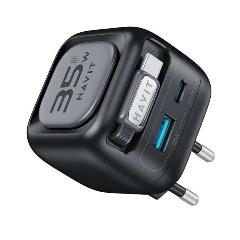كابل USB قابل للسحب من Havit UC250 A-UK + شاحن iwatch أسود ورمادي