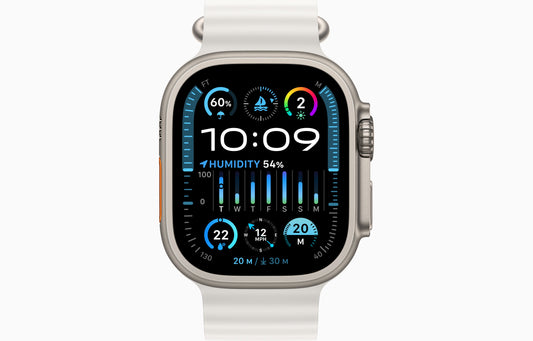 Apple Watch Ultra 2 49mm Titanium White , Ocean Band -ساعة أبل الترا 2 - 49 ملم تيتانيوم أبيض - حزام المحيط