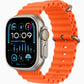 Apple Watch Ultra 2 49mm Titanium Orange, Ocean Band -  ساعة أبل الترا 2 مقاس 49 ملم تيتانيوم برتقالي، حزام المحيط
