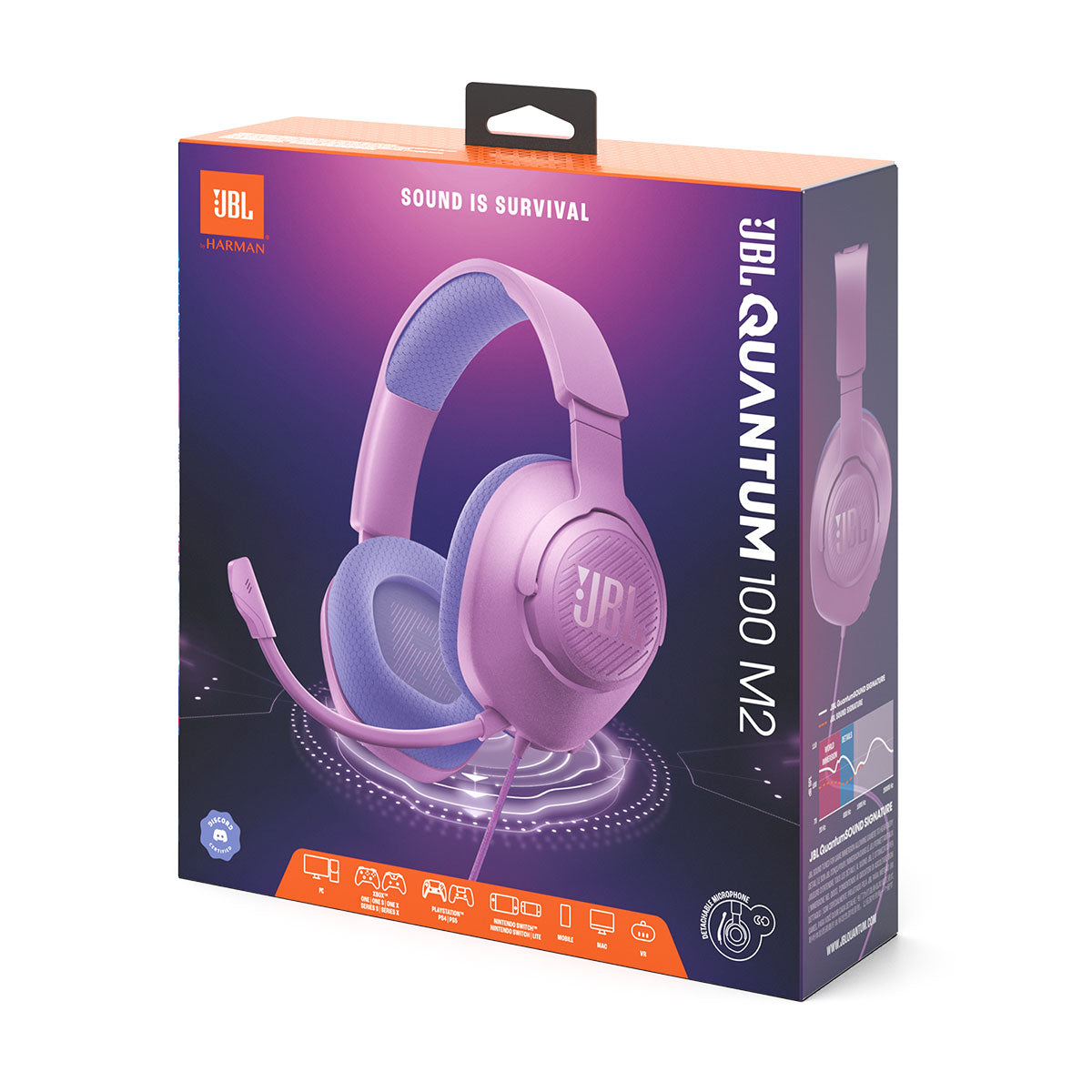 JBL Quantum 100m2 headphone - purple - an elaborate and attractive design sound experience