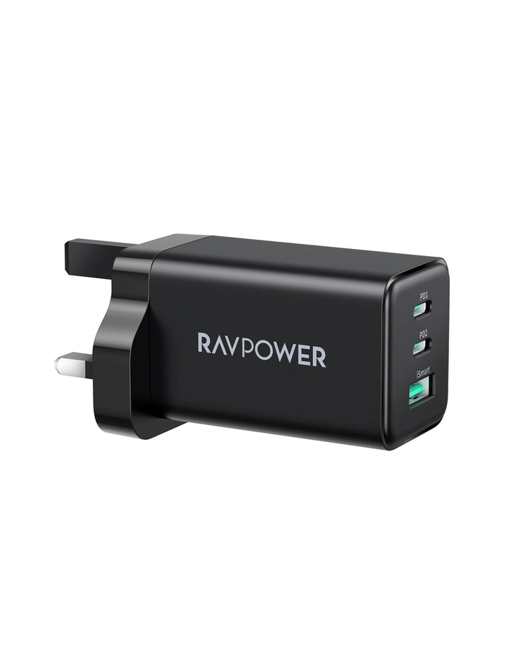 شاحن حائط RAVPower RP-PC172 PD 65W 3 منافذ - أسود