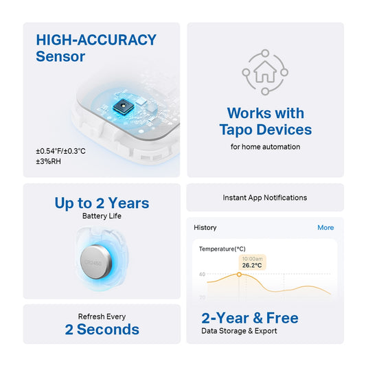 Tapo Smart Temperature and Humidity Sensor Tapo T310 - حساس درجة الحرارة والرطوبة الذكي Tapo T310