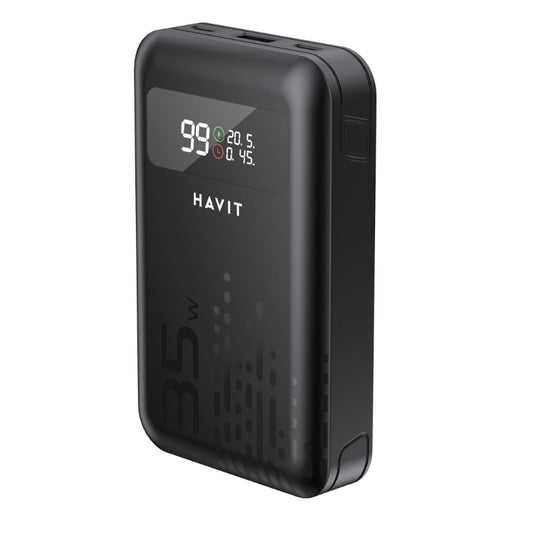Havit PB5211 باور بانك 10200mAh بقوة 45 واط مع كابلين باللون الأسود