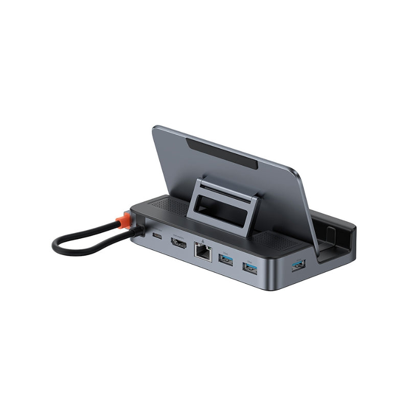 باسيوس موزع منافذ GamerX ‏6 منافذ Type-C رمادي فضي
