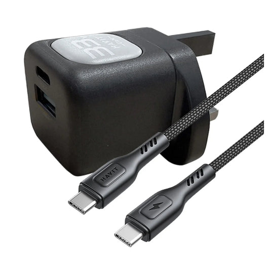 شاحن هافيت UC230 - 33 وات مع كابل C-C 60 وات