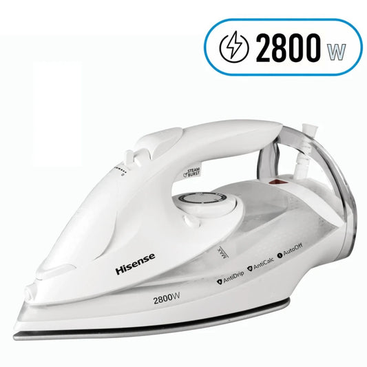 مكواة بخار هايسنس الخارقة 2800 واط بقاعدة سيراميك - طراز H28SIWES1 | أبيض فاخر