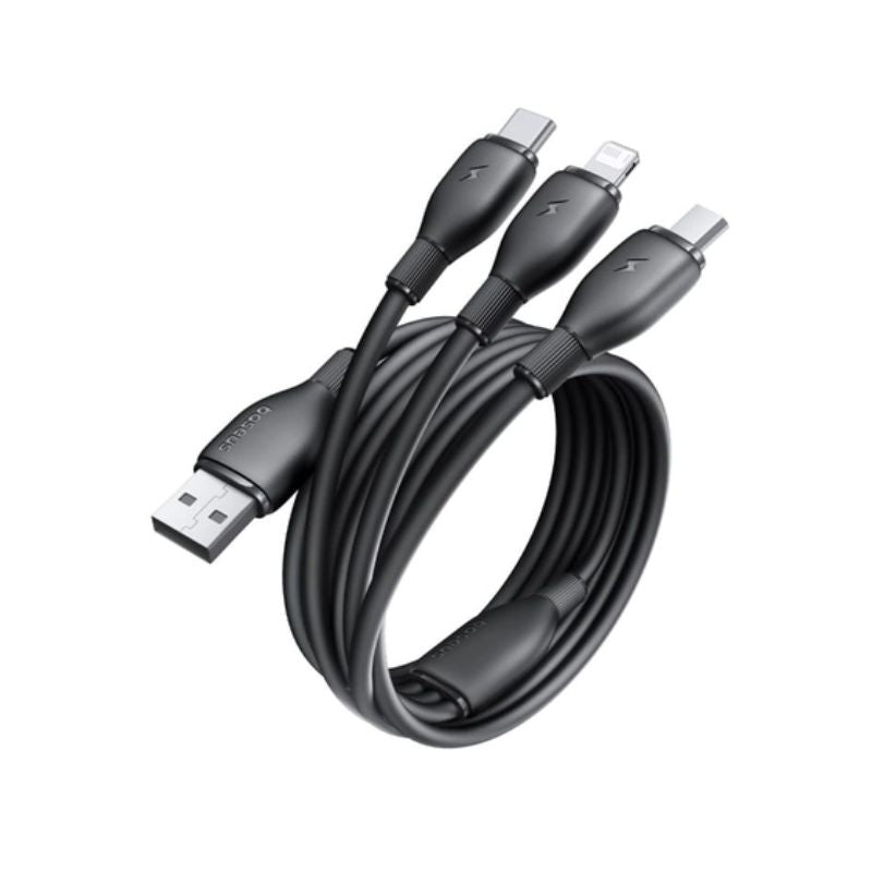 باسيوس كابل ألترا فاست 3 في 1 USB-A→M+L+C ‏3.5A بطول 1.3م
