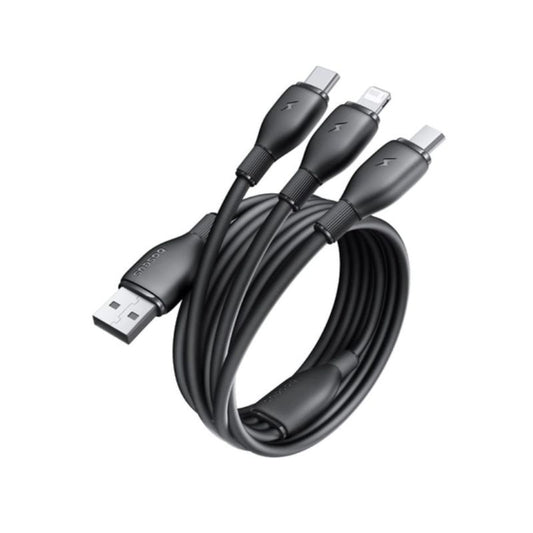 باسيوس كابل ألترا فاست 3 في 1 USB-A→M+L+C ‏3.5A بطول 1.3م