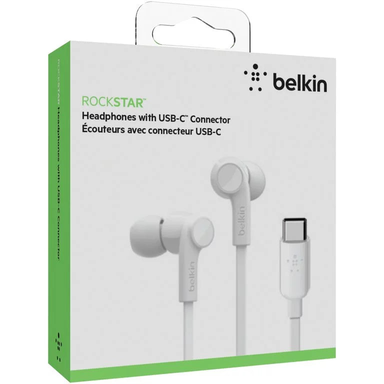 سماعات Belkin مع موصل USB-C - أبيض