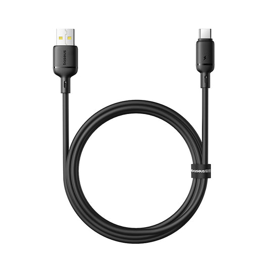 باسيوس كابل سيـلكي USB-A→C ‏3A  أسود