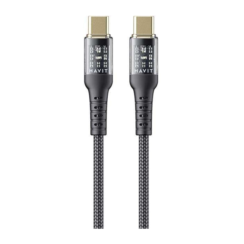 كابل Havit CB6240 بطول متر واحد من النوع C إلى النوع C PD60W باللون الأسود