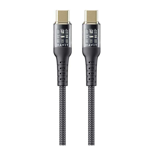 كابل Havit CB6240 بطول متر واحد من النوع C إلى النوع C PD60W باللون الأسود