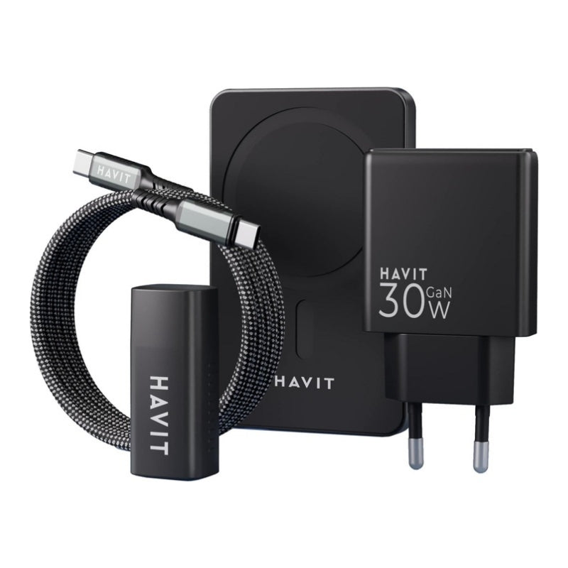 مجموعة هدايا Havit 2024 EU - باور بانك (أسود + رمادي)
