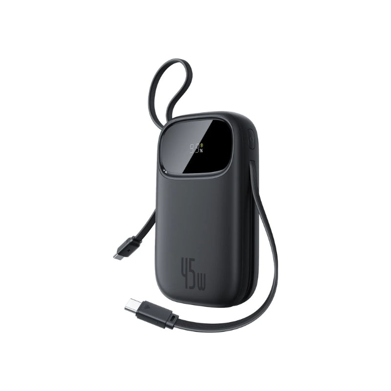 باسيوس – بنك طاقة EnerFill FC31 Qpow 3 مع شاشة رقمية وكابلات USB-C وLightning بسعة 10000mAh وقدرة 45 واط