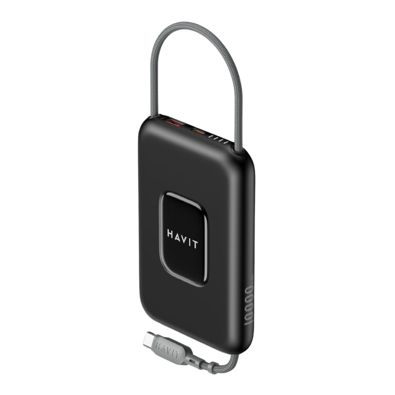 شاحن الطوارئ Havit PB32 بسعة 10000mAh وقدرة 22.5 واط للشحن السريع، باللون الأسود