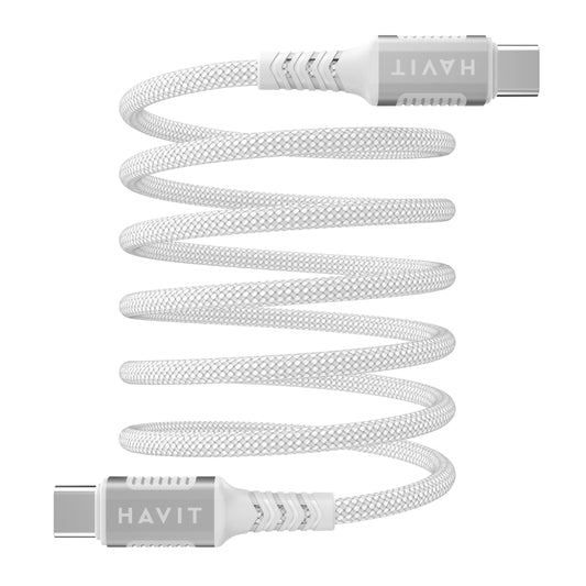كابل Havit CB6297 مغناطيسي من نوع C إلى C (1 متر) بقوة 60 واط باللون الأبيض