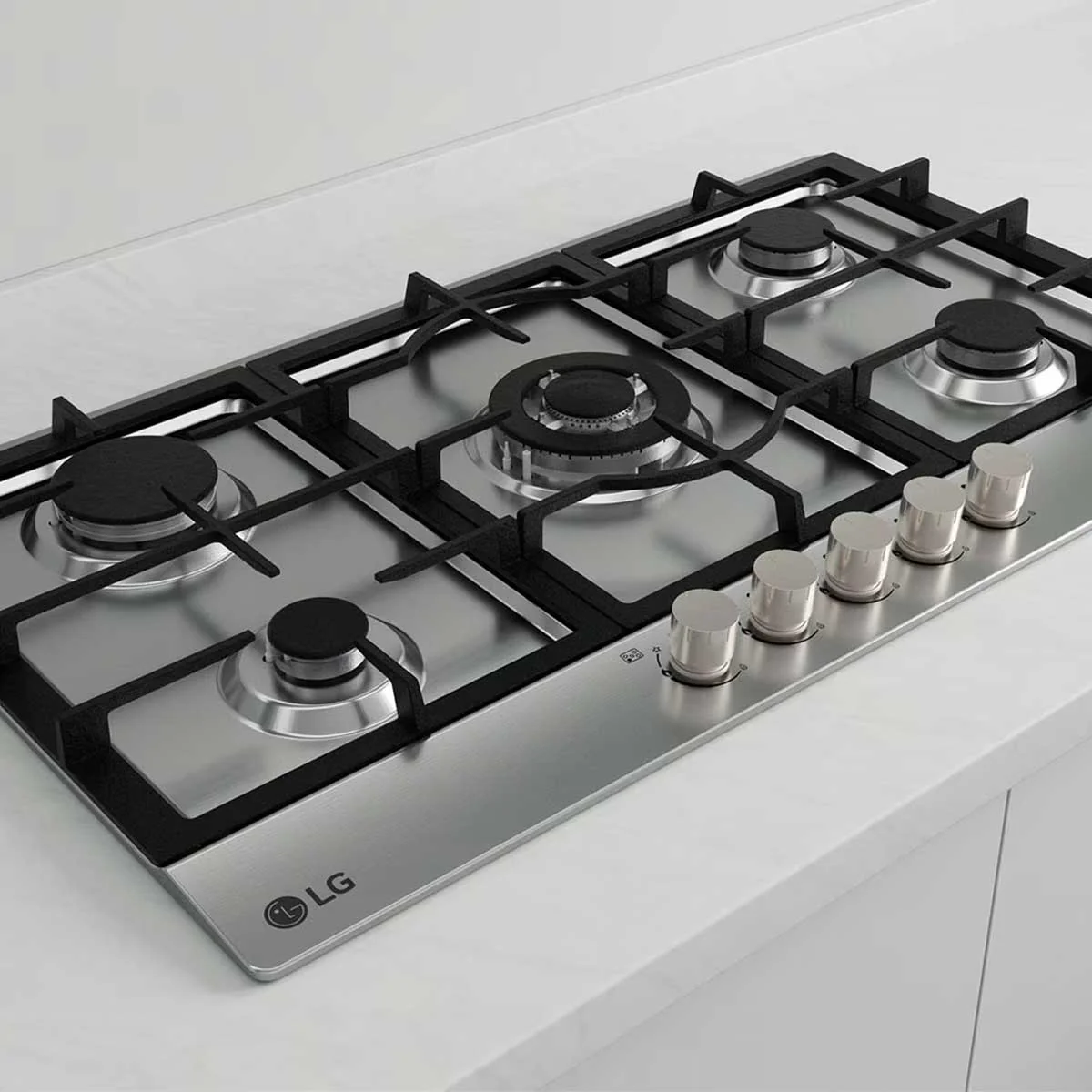 طباخ غاز مدمج ال جي 5 شعلات ستانلس ستيل 90 سم | LG CG5Z3626S Built-in Cooktop