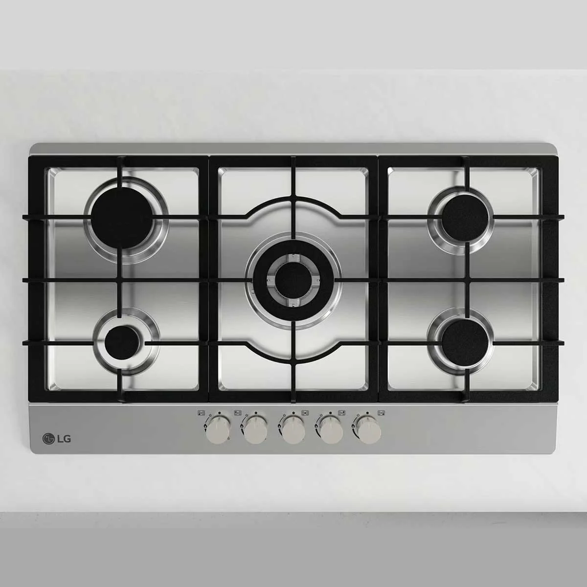 طباخ غاز مدمج ال جي 5 شعلات ستانلس ستيل 90 سم | LG CG5Z3626S Built-in Cooktop