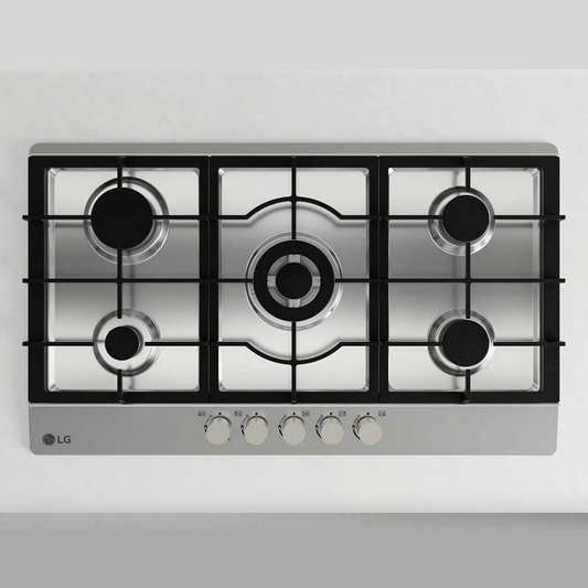 طباخ غاز مدمج ال جي 5 شعلات ستانلس ستيل 90 سم | LG CG5Z3626S Built-in Cooktop