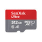 بطاقة الذاكرة SanDisk Ultra MicroSD بسعة 512 جيجابايت