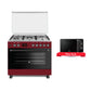INSIDE LU-FULL90-RED Gas Cooker 5 Burners, 90cm طباخ انسايد + MW20002 Free Gift