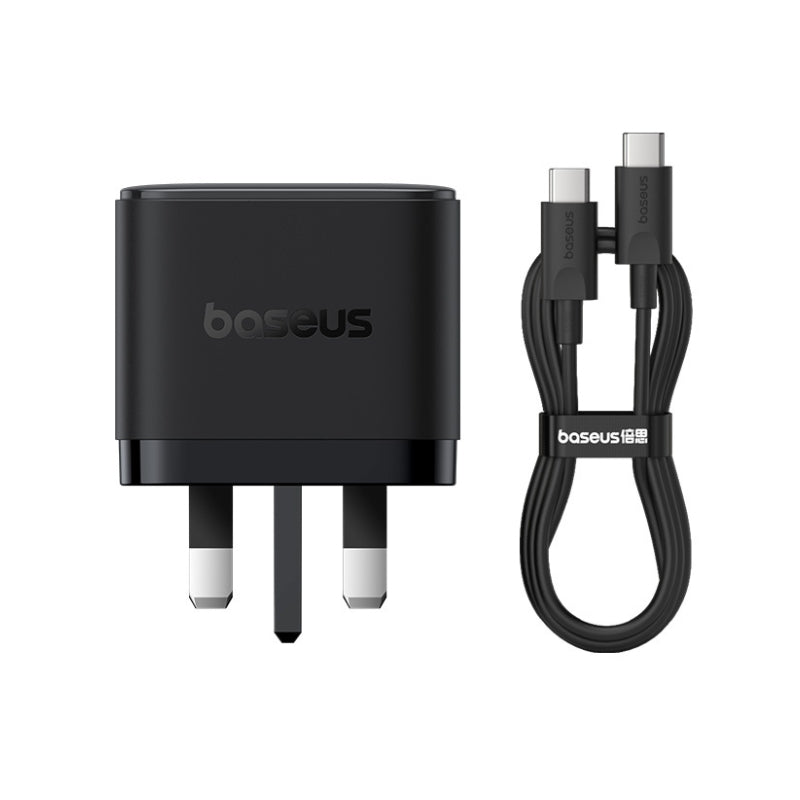 باسيوس شاحن بالم 2C+U ‏65 واط UK أسود (مع كابل C→C ‏100 واط بطول 1 متر أسود)