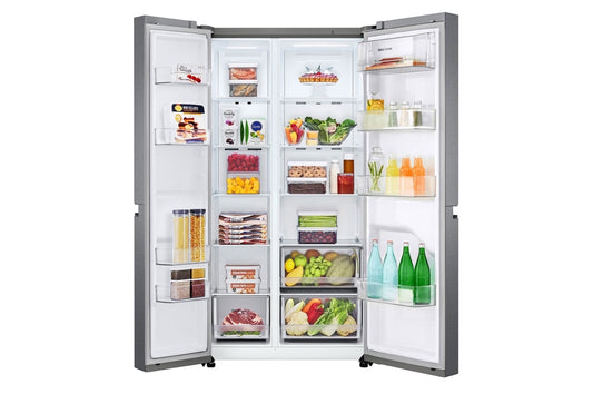 ثلاجة إل جي باب بجانب الباب 643 لتر، ضاغط عاكس، تدفق هواء متعدد، تبريد سريع، تشخيص ذكي™، جرافيت داكن