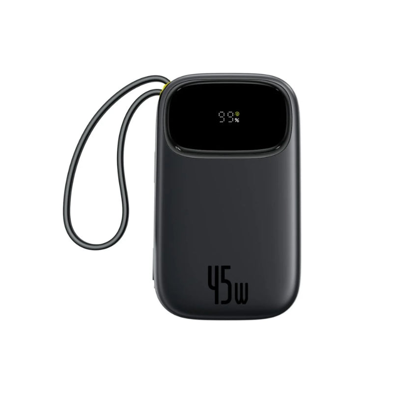 باسيوس – بنك طاقة EnerFill FC31 Qpow 3 مع شاشة رقمية وكابلات USB-C وLightning بسعة 10000mAh وقدرة 45 واط