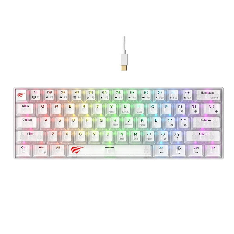 لوحة مفاتيح الألعاب Havit KB903L ذات 61 مفتاحًا الأبيض الشفاف